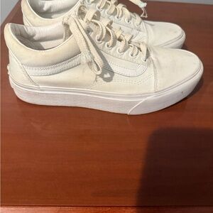 Vans Cream Canvas Sneakers with Padded Collar